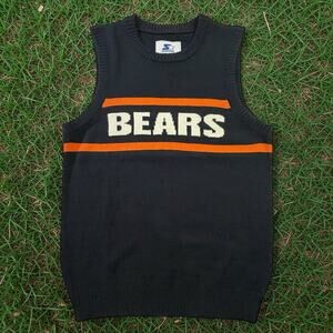 Chicago Bears Vest Men S Blue Orange Striped Starter Sweater Mike Ditka Classic